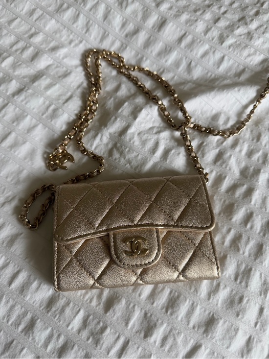 CHANEL Handbags - CHANEL Quilted Metallic Mini Crossbody — Gold
